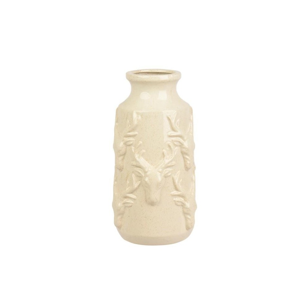 VASO PORCELLANA BIANCO CERVO RILIEVO H.29.5
